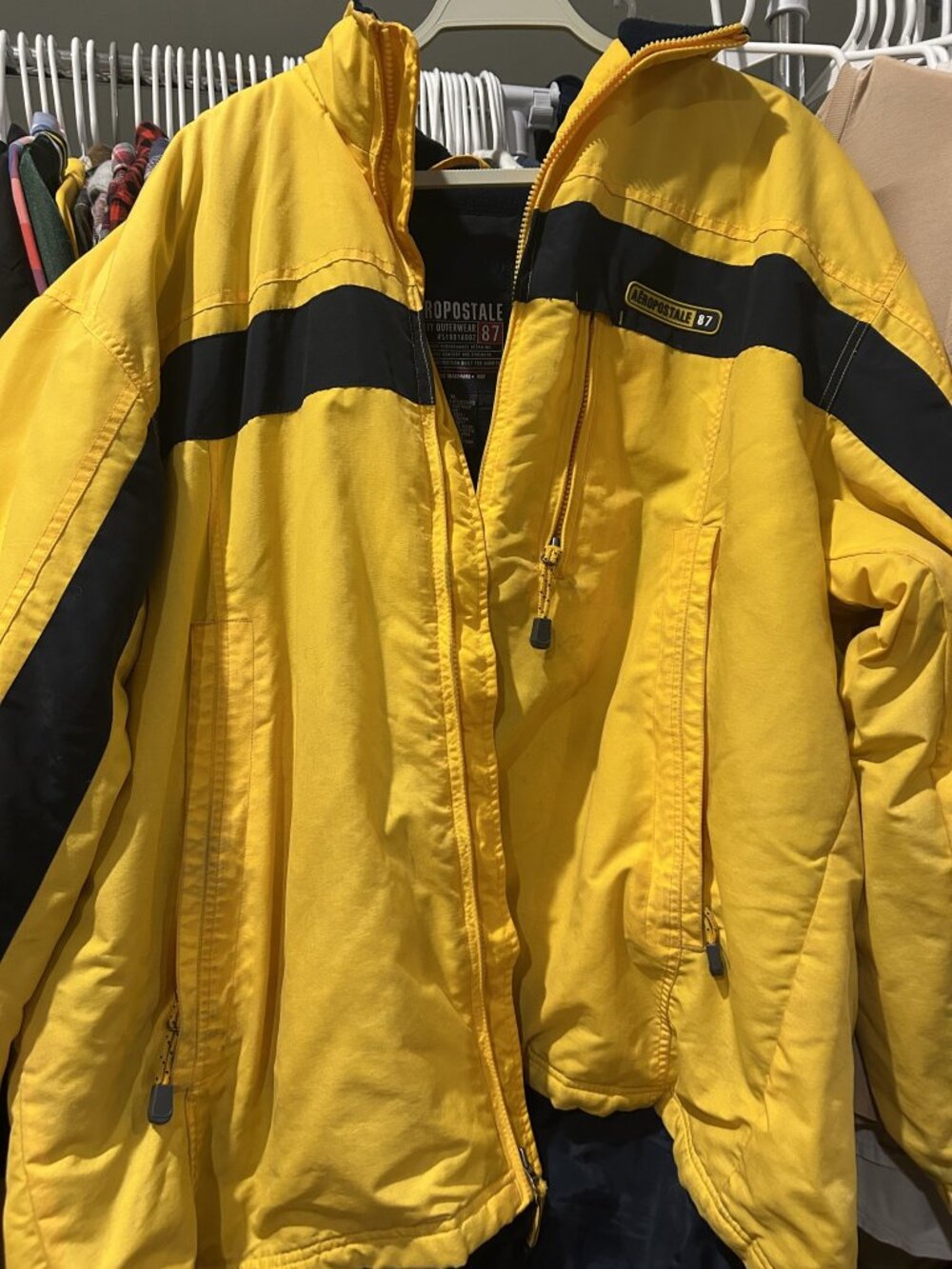 Aeropostale Men’s Yellow Navy Fleece-Lined Jacket XL